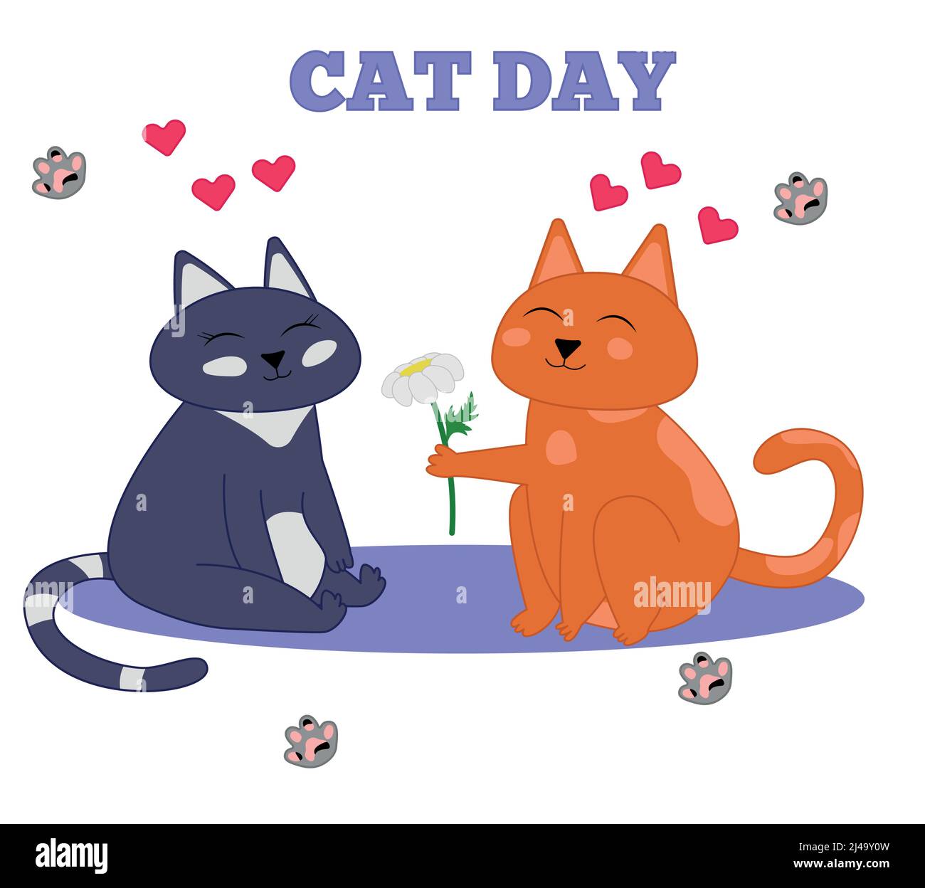 Premium Vector, Cat lover lettering illustration, cute happy cats sitting  together with pink loving hearts, pets on romantic dating