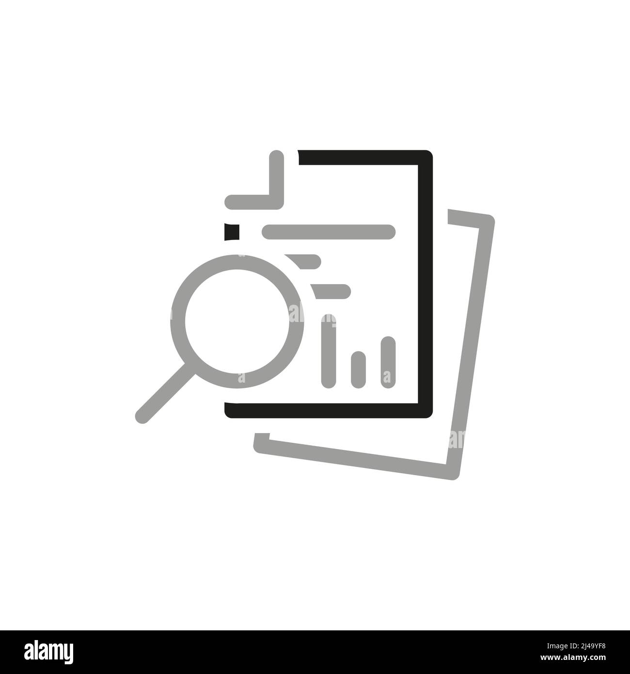 Simple Financial Report Related Vector Line Icon. Document search. Stock Vector