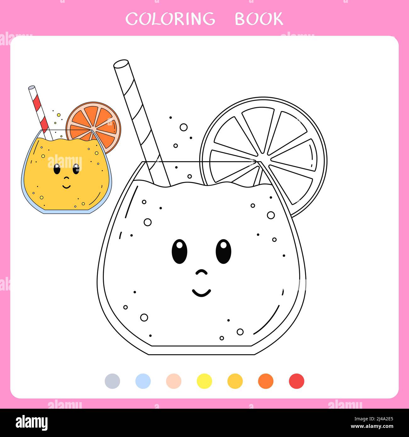 Cute orange cocktail for coloring book Stock Photo