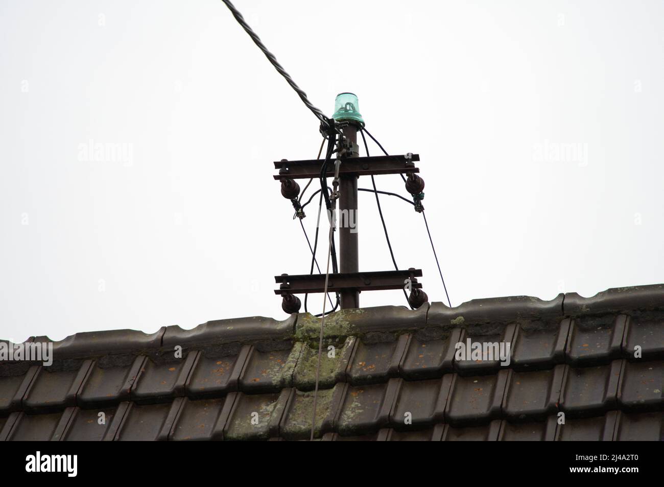 Open air electric main on a roof Stock Photo