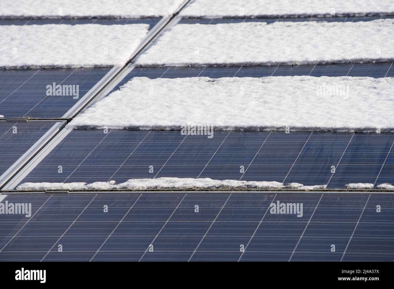 Solar panel with snow Stock Photo