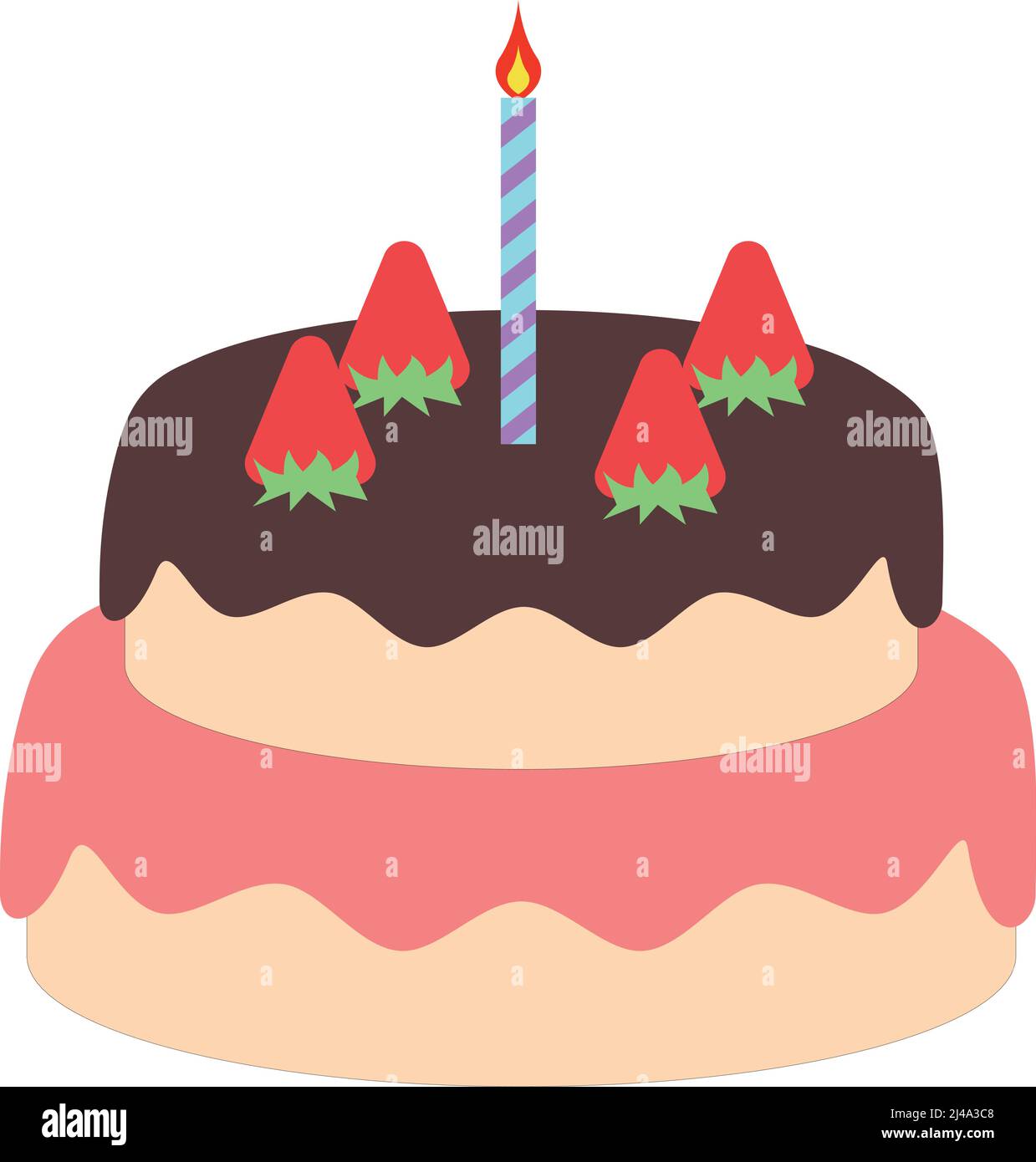 A delicious strawberry cake that you eat on the same anniversary as your birthday vector image illustration Stock Vector