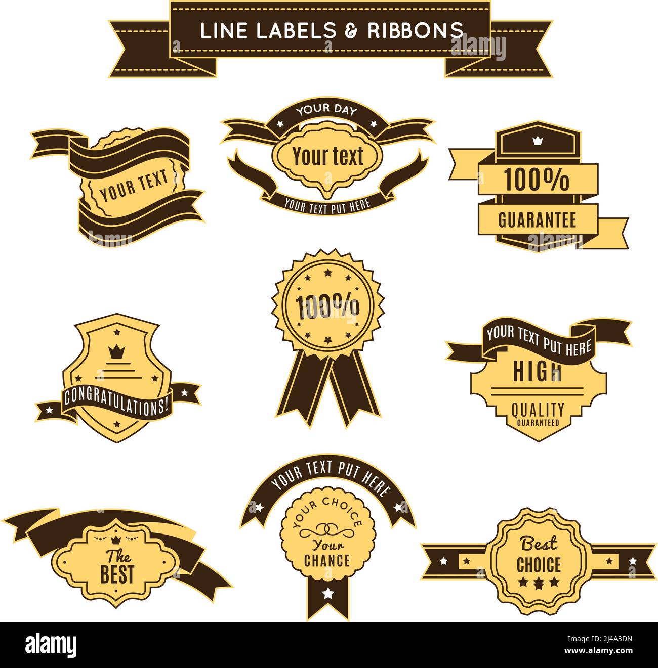 Constancial Label Colored conceptual label set with ribbons on premium quality and 100 ...