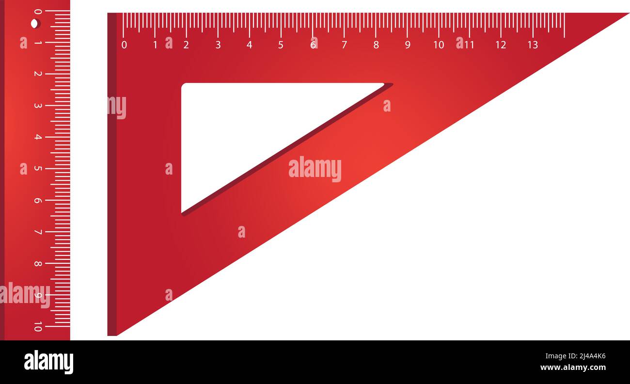 Ruler and triangle realistic vector illustration. Measuring, tools