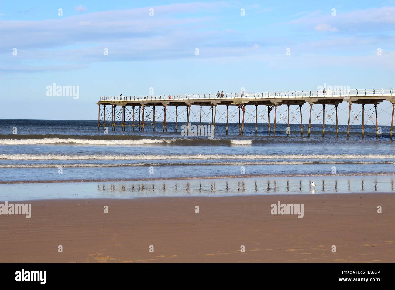 Pier at Saltburn-by-the-Sea in North Yorkshire on a sunny spring afternoon Stock Photo