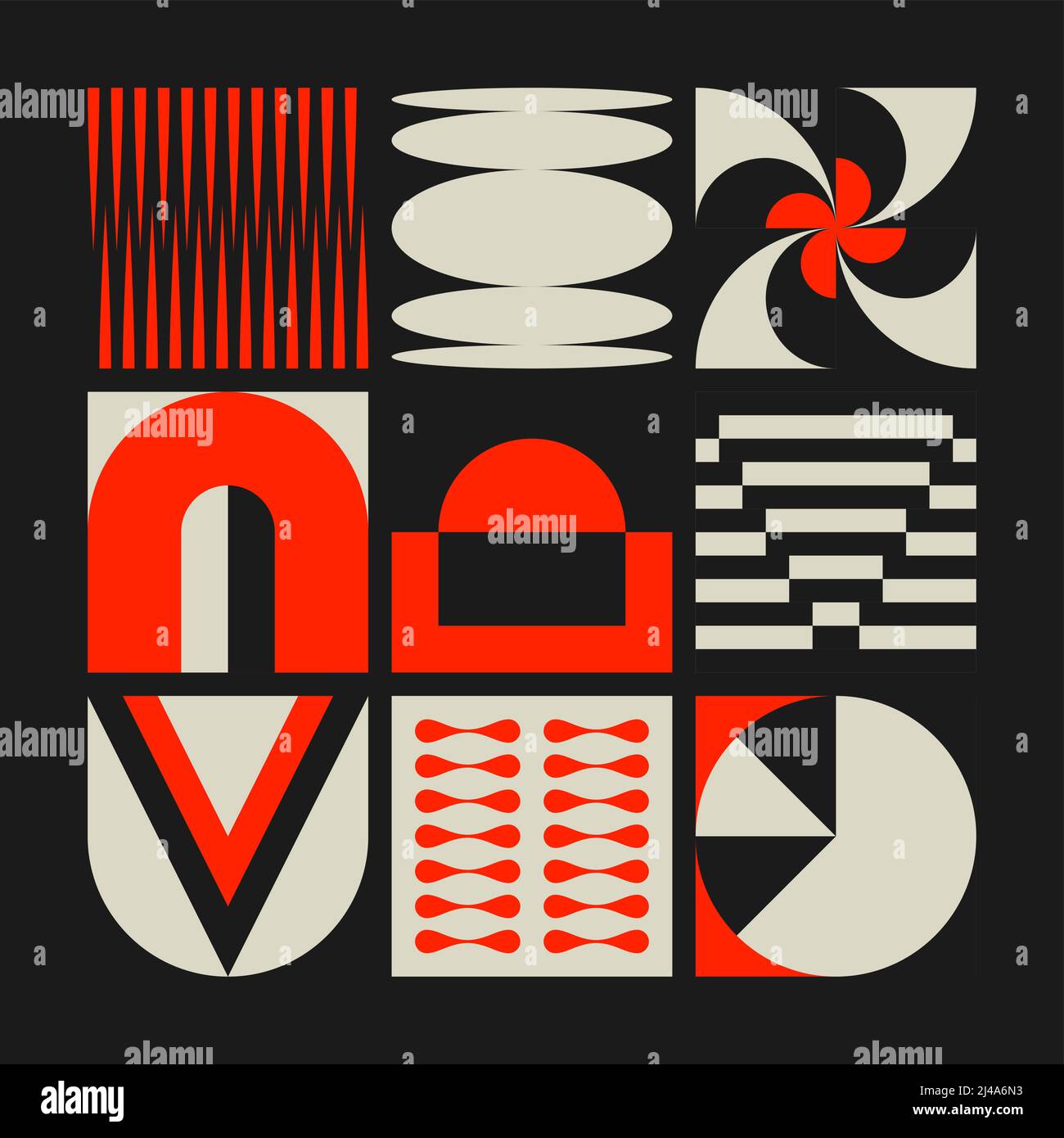 Brutalist Art inspired vector pattern artwork made with abstract