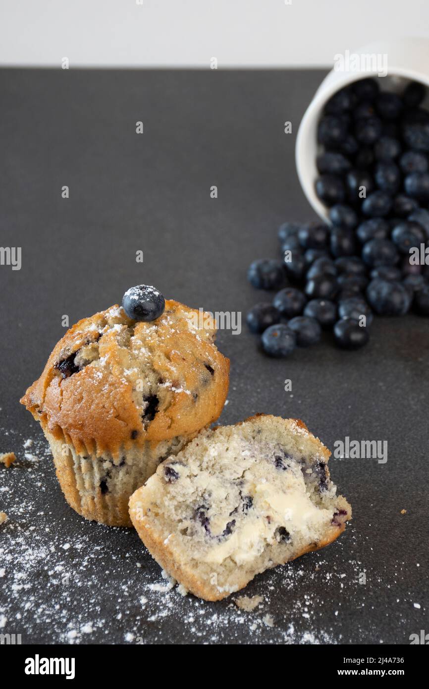Blueberry muffin studio food photography Stock Photo Alamy