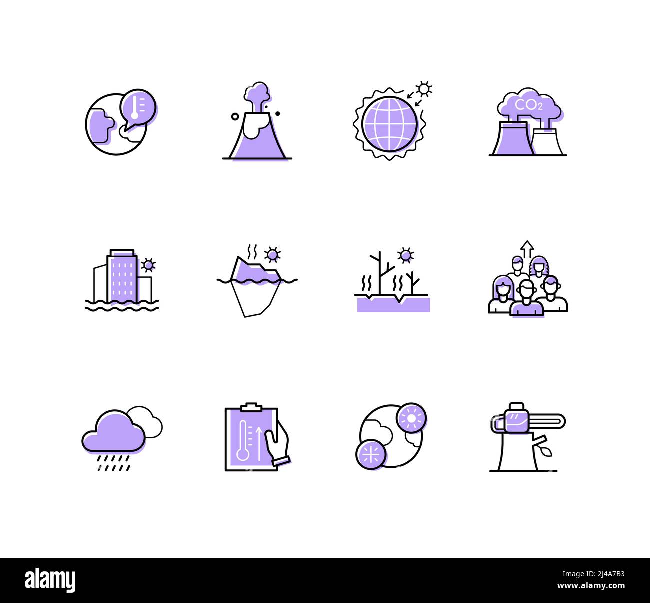 Ecological catastrophe - modern line design style icons set Stock ...
