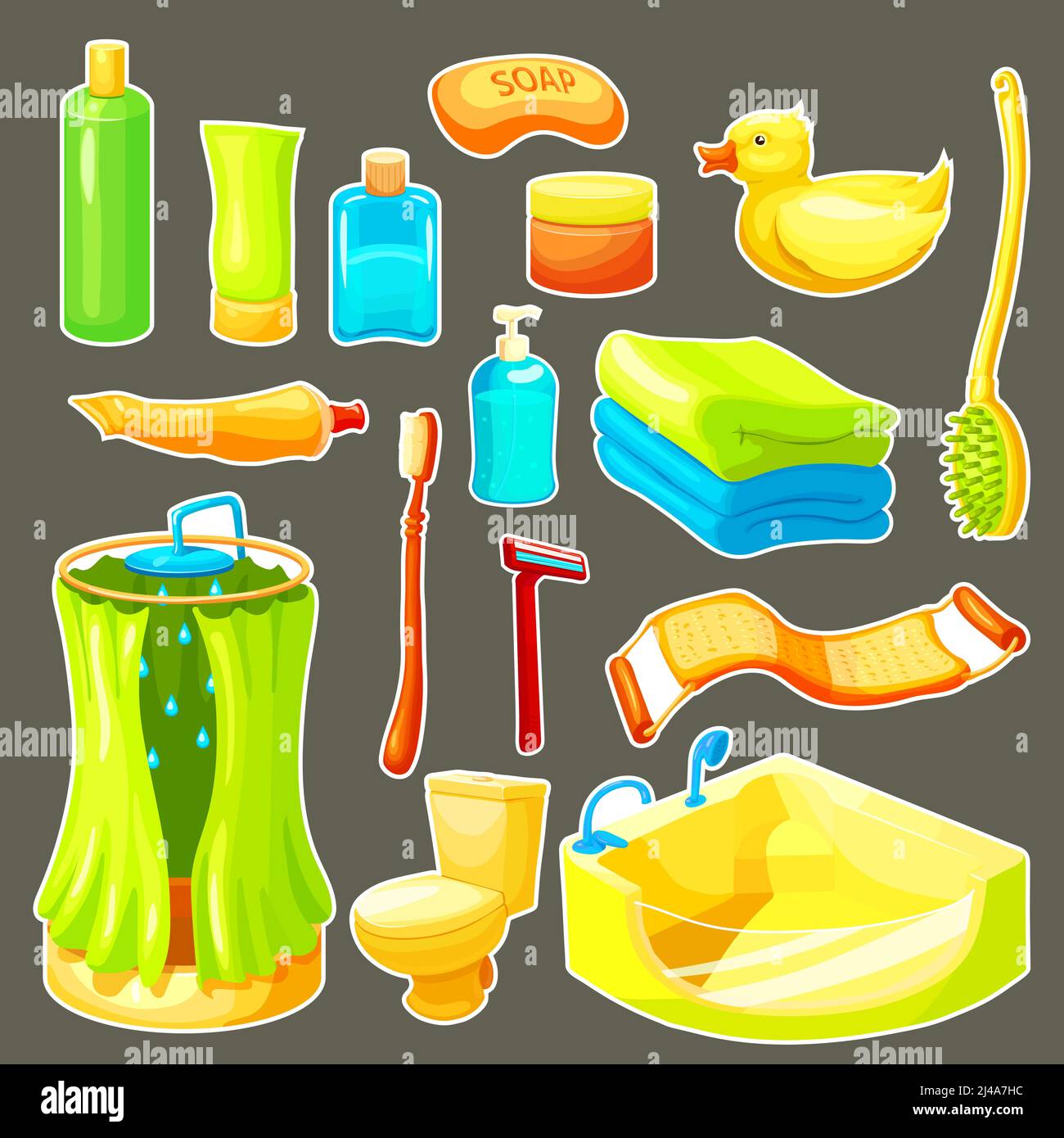 House things icons set cartoon style Royalty Free Vector
