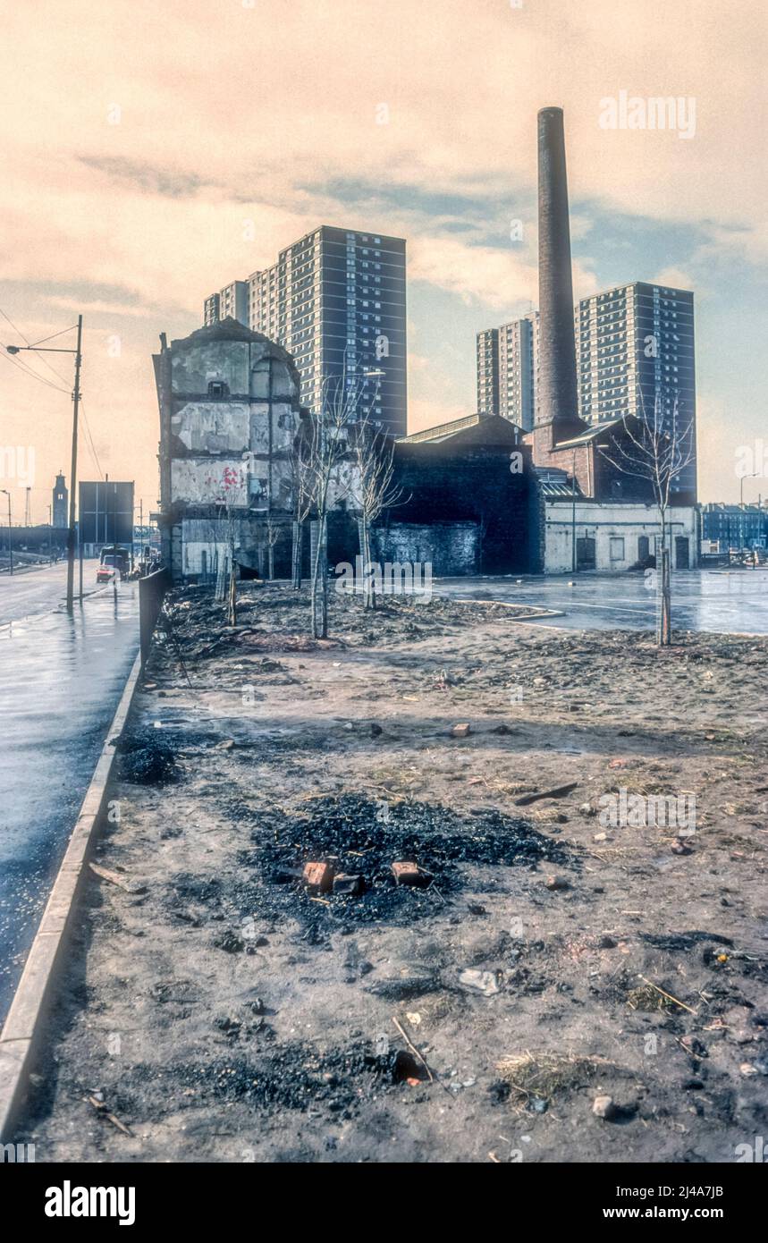 1977 archive image of partial redevelopment of the Gorbals area of Glasgow. Stock Photo