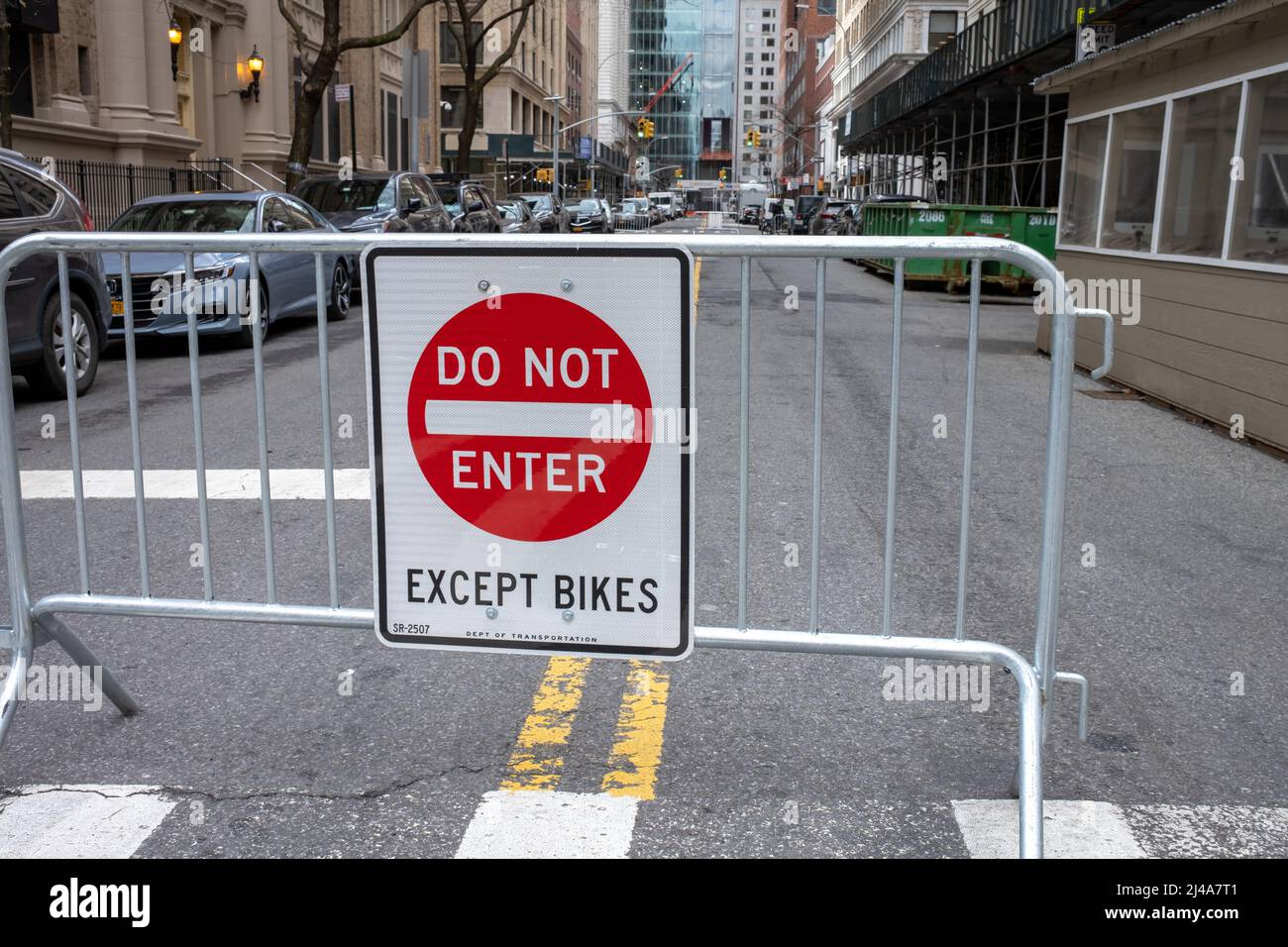 street closed to traffic except bikes in East Village, Manhattan, New