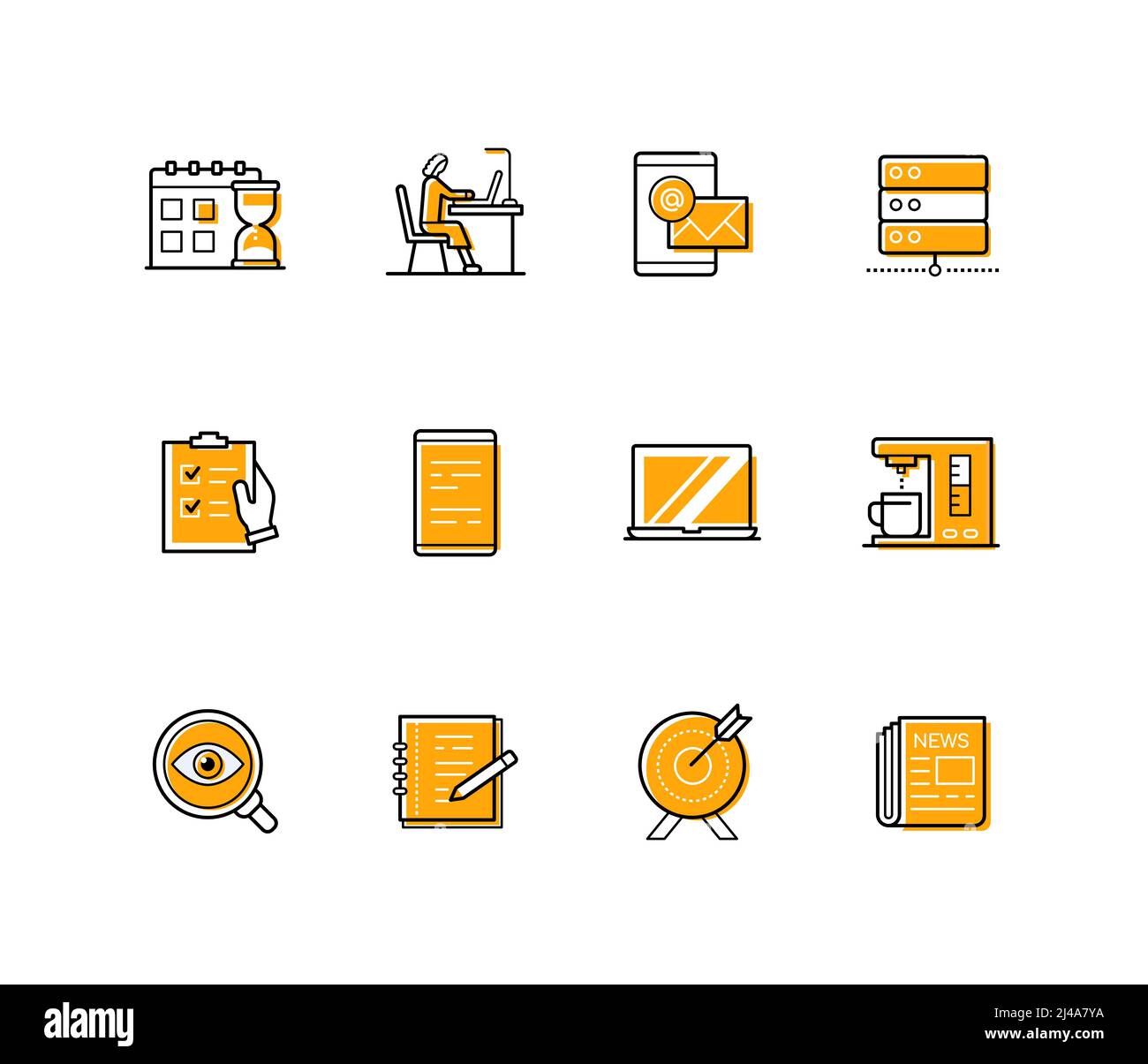 Work and planning - modern line design style icons set Stock Vector ...