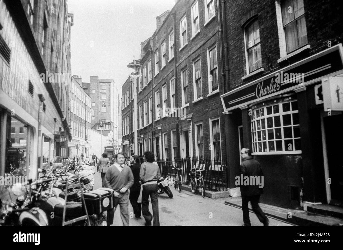 1977 archive photograph of Meard Street in Soho, London. Stock Photo