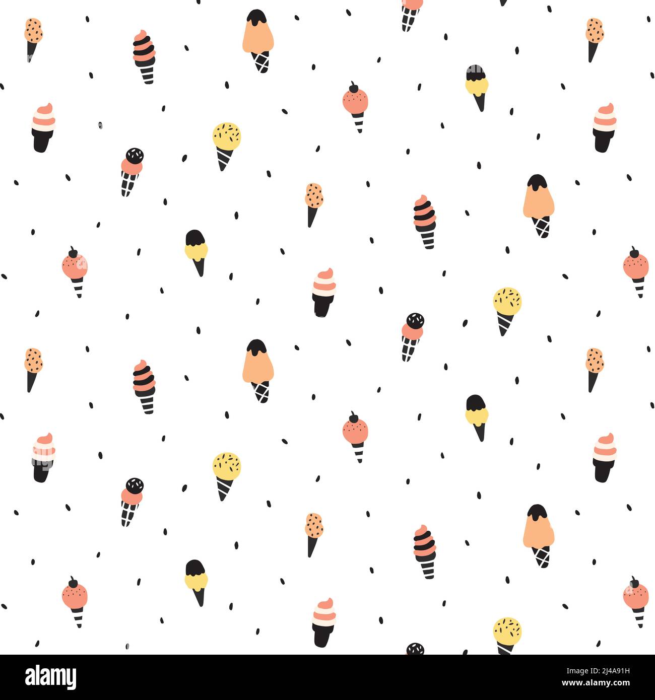 Hand drawn vector illustration of ice cream pattern Stock Vector Image ...