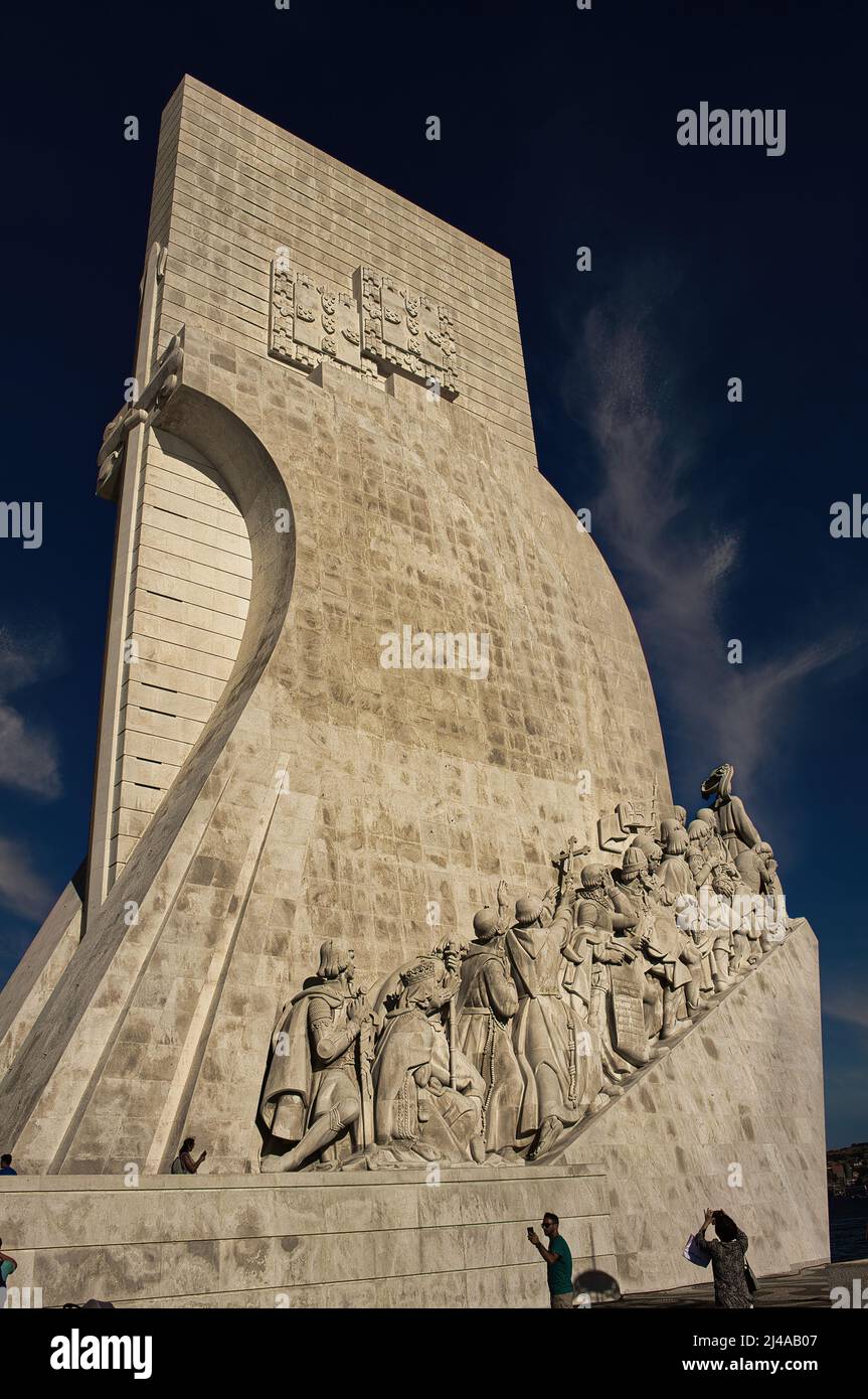 Padrão dos Descobrimentos, (Monument of the Discoveries) the monument celebrates the Portuguese Age of Discovery during the 15th and 16th centuries. Stock Photo