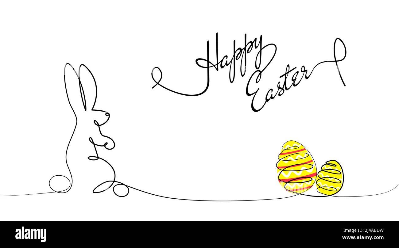 Easter Bunny Continuous One Line Drawing Bunny Minimalist Contour ...