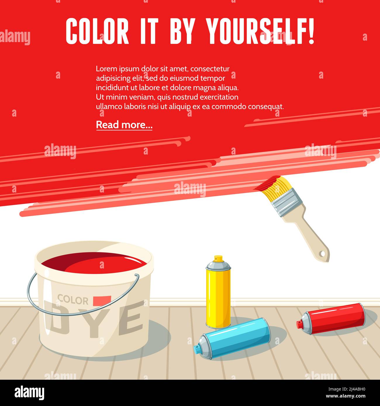 Wall painting poster with paint brush bucket spray barrels vector