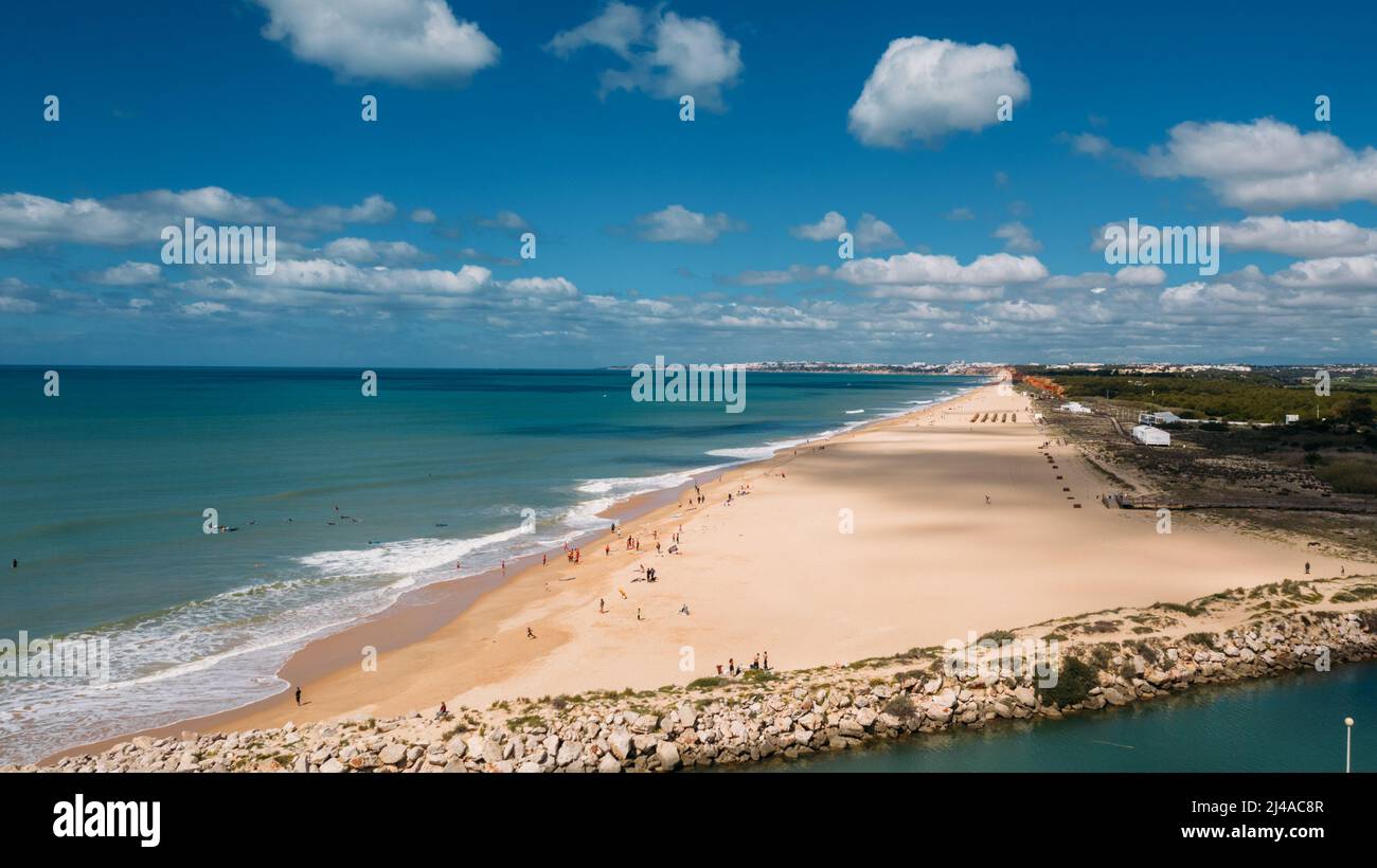 Aerial beach view of Vilamoura and Praia de Falesia, Algarve, Portugal Stock Photo