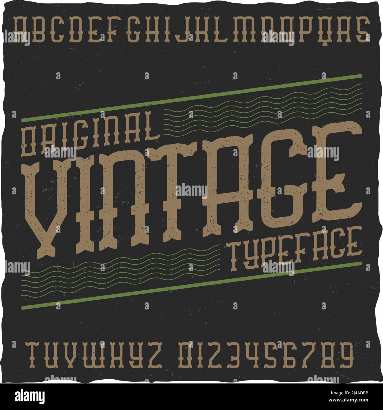 Vintage label font with sample label design. Good to use in any retro ...