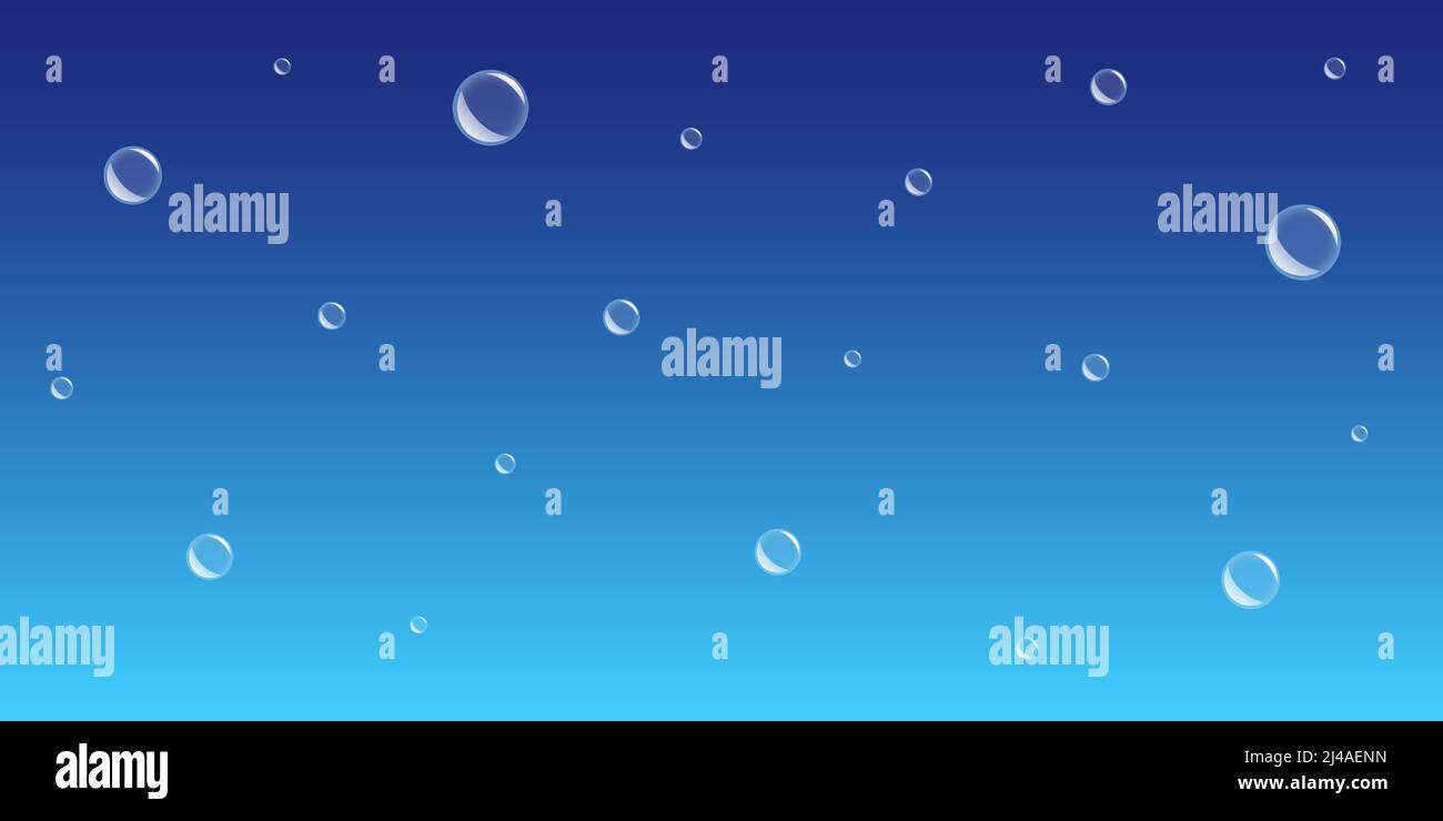 Blue water background with bubbles, vector illustration. Stock Vector