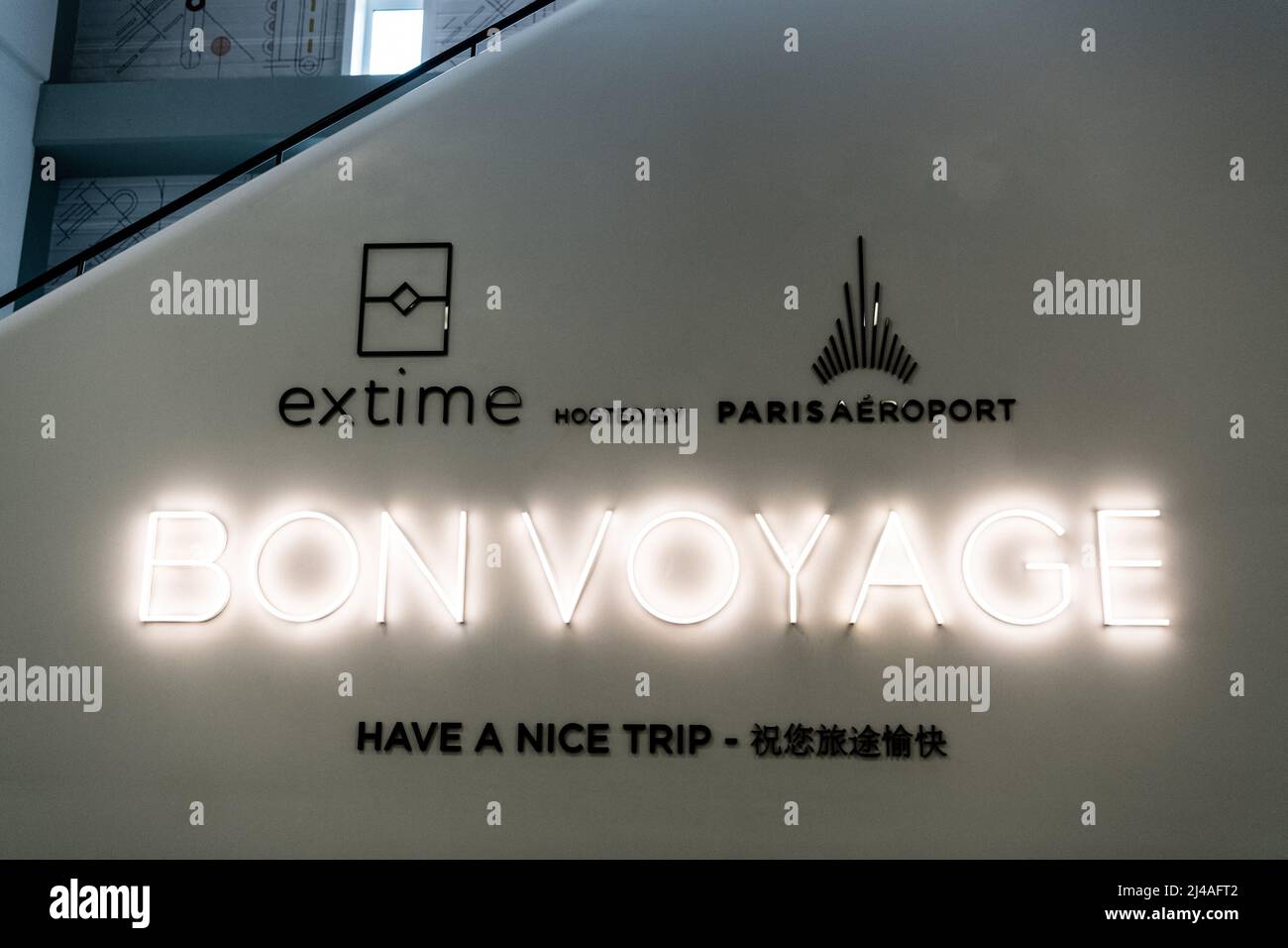 This Photograph Shows A Light Sign Wishing A Nice Trip bon Voyagde To this-photograph-shows-a-light-sign-wishing-a-nice-trip-bon-voyagde-to