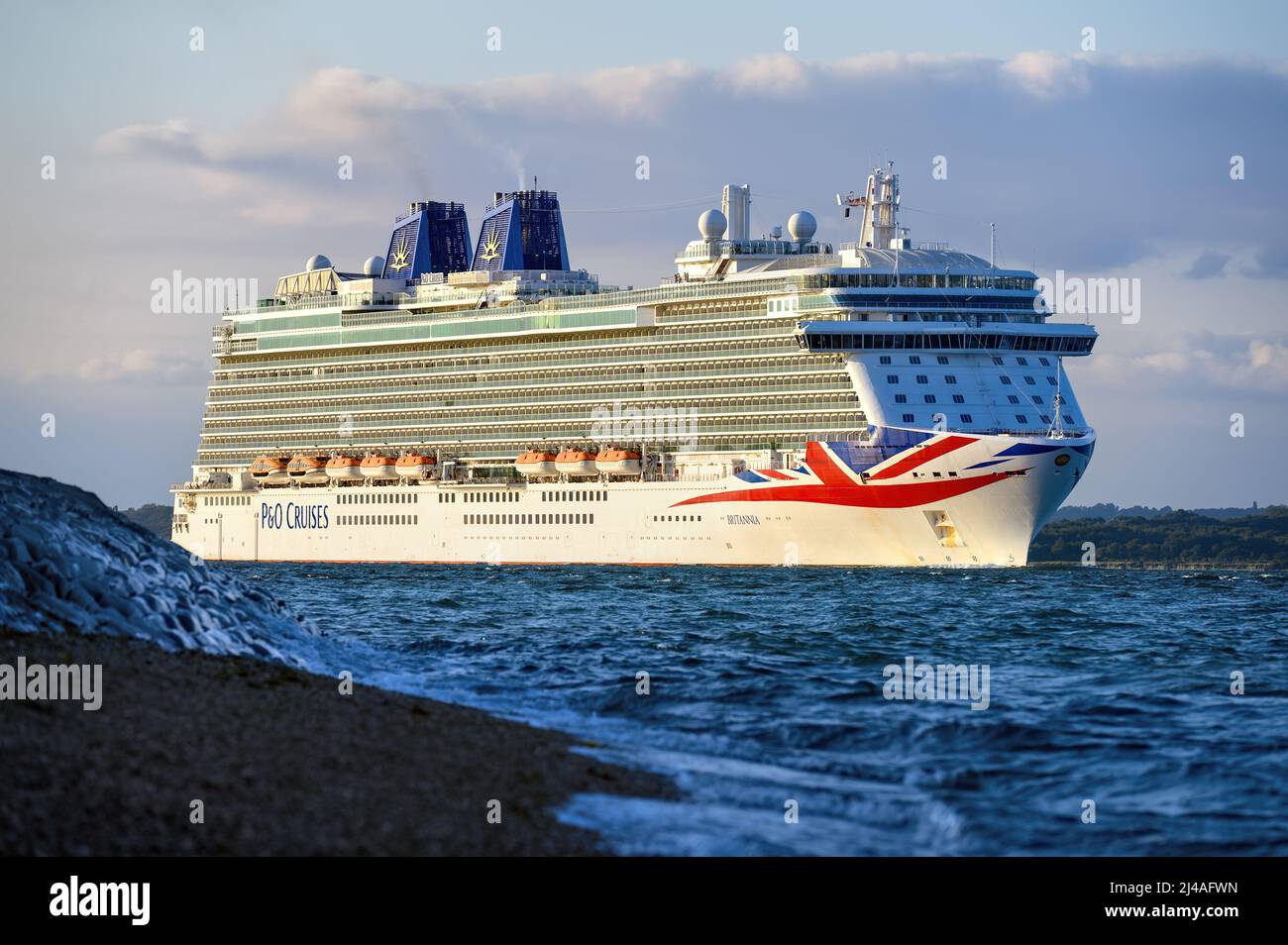 Britannia is a Southampton-based cruise ship operated by P&O Cruises - Stock Photo