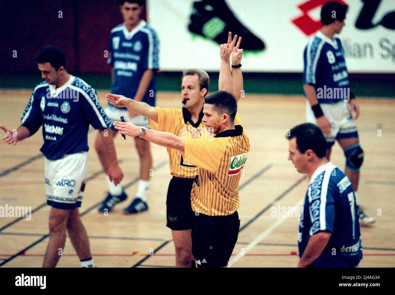 Two handball referees in Motala sports hall Stock Photo Alamy