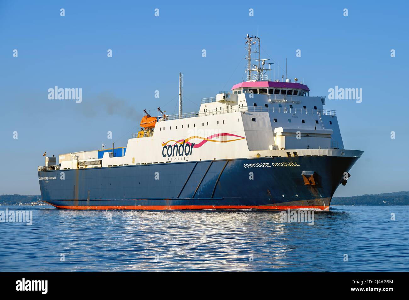 Commodore Goodwill is a RO-RO ferry operated by Condor Ferries between Portsmouth and the Channel Islands - July 2021. Stock Photo