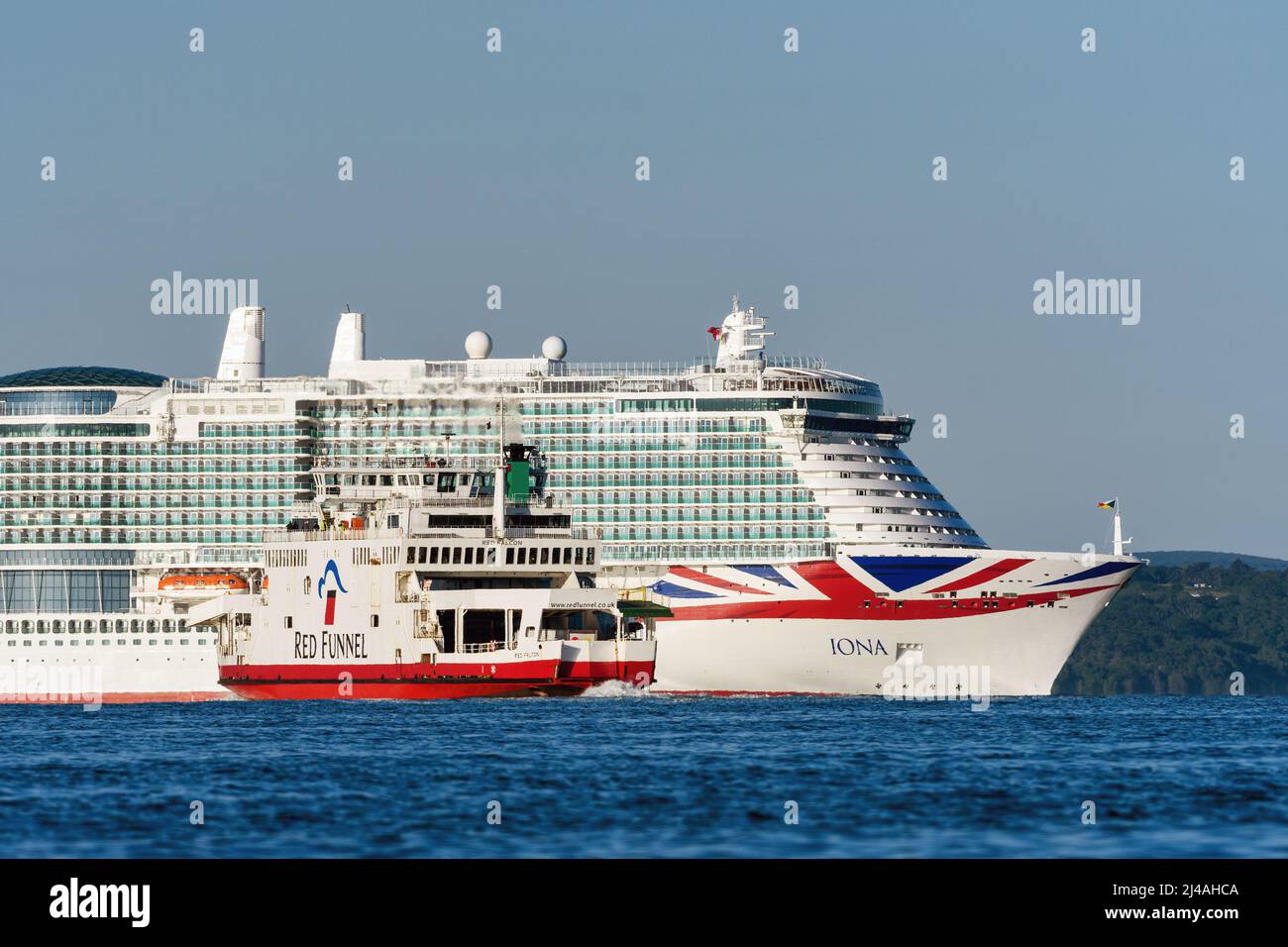 Iona is a Southampton-based cruise ship operated by P&O Cruises for the British market - June 2021. Stock Photo