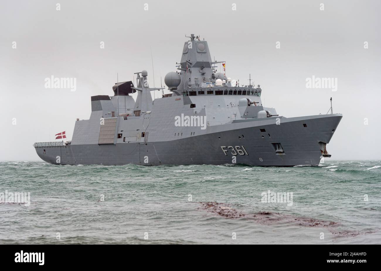 HMDS Iver Huitfeldt (F361) is an air defence frigate operated by the Royal Danish Navy - November 2015. Stock Photo
