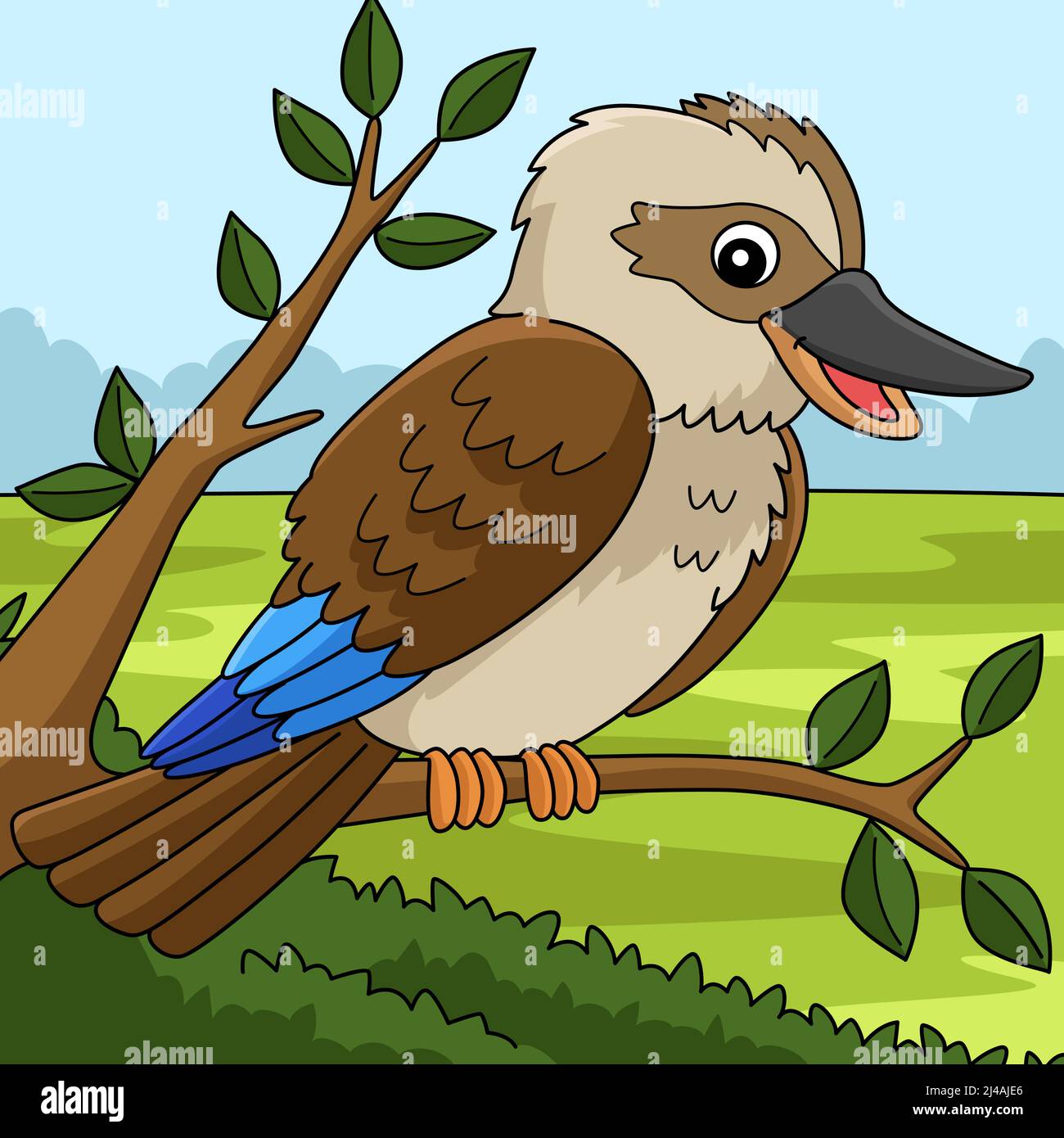 Kookaburra Animal Colored Cartoon Illustration Stock Vector