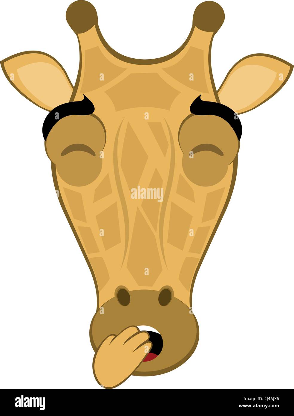 Vector illustration of the face of a cartoon giraffe yawning Stock Vector