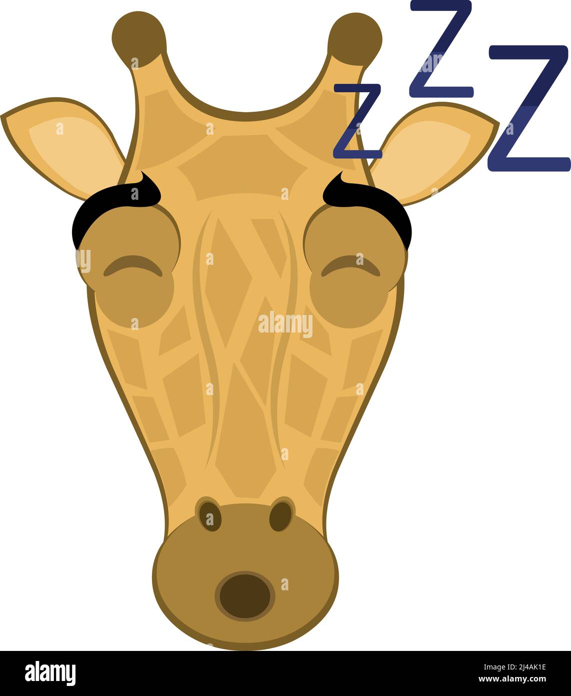 Vector illustration of the face of a cartoon giraffe sleeping Stock Vector