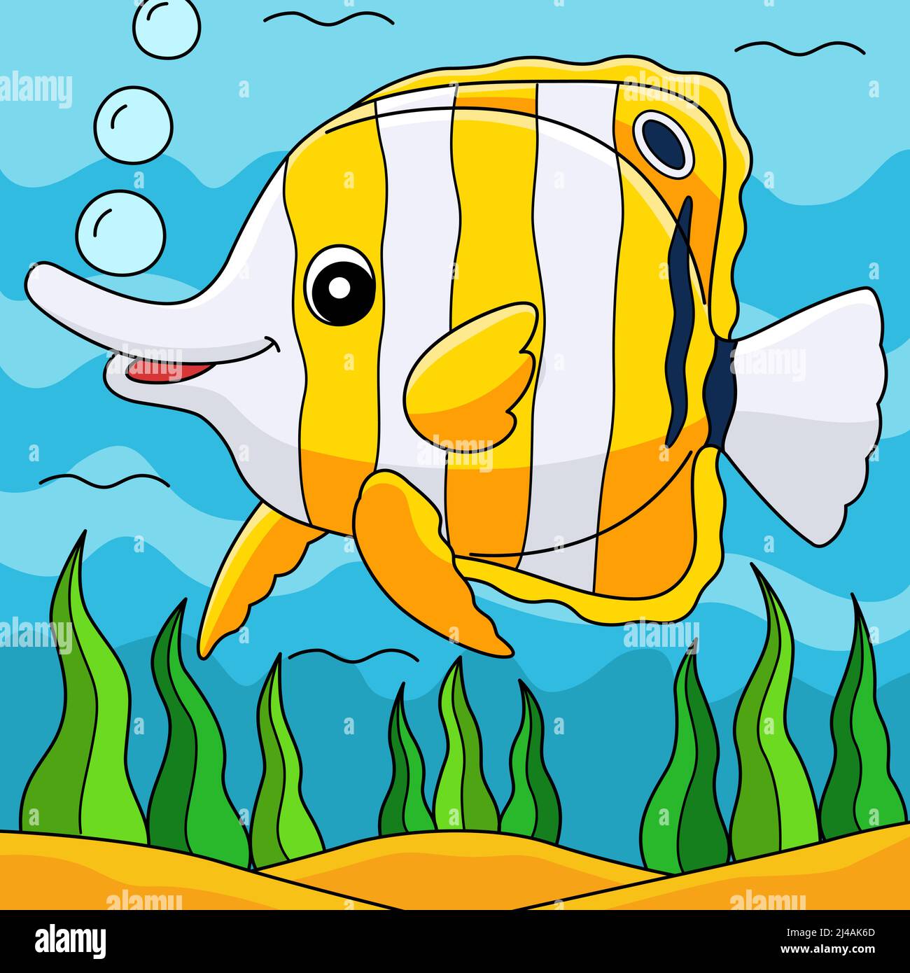 Butterflyfish Animal Colored Cartoon Illustration Stock Vector