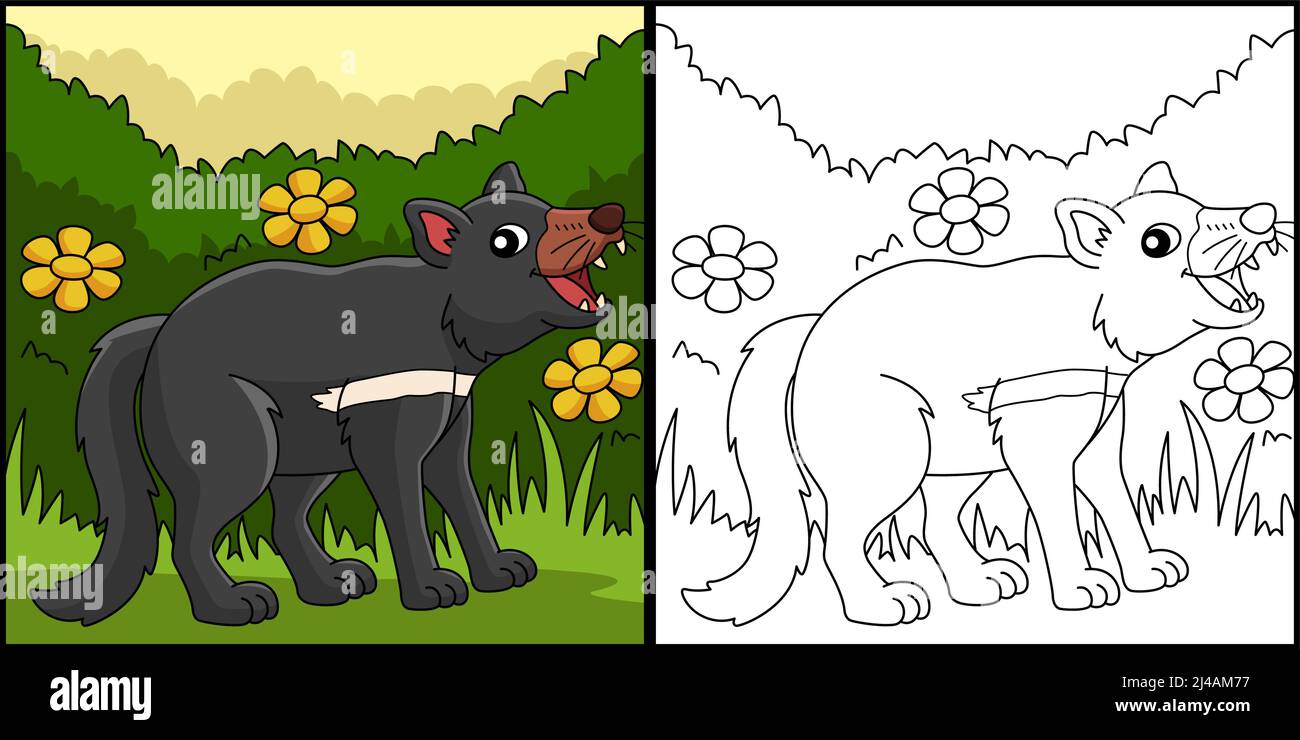 Tazmanian Devil Animal Coloring Page Illustration Stock Vector