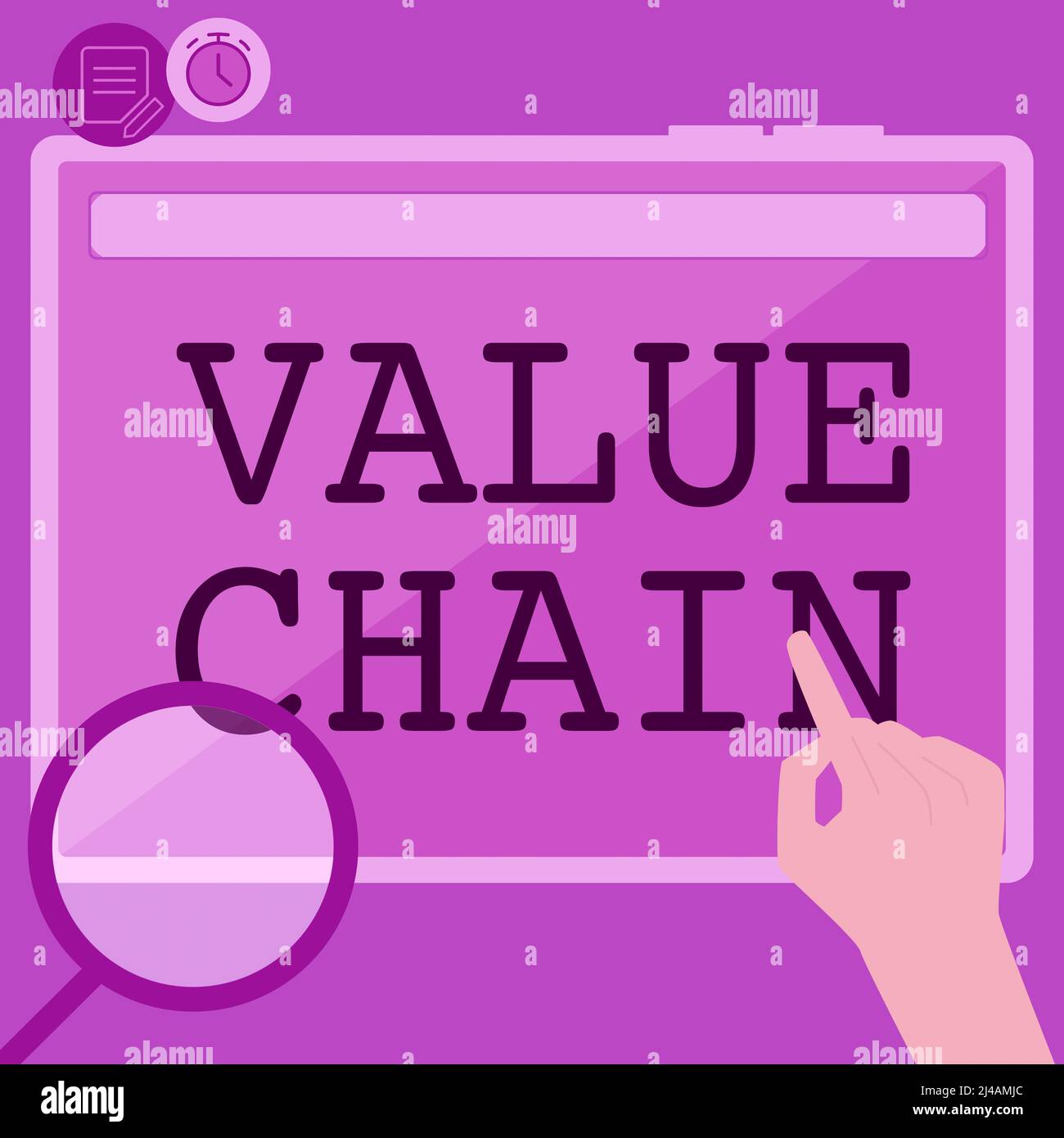 Handwriting text Value Chain. Concept meaning Business manufacturing