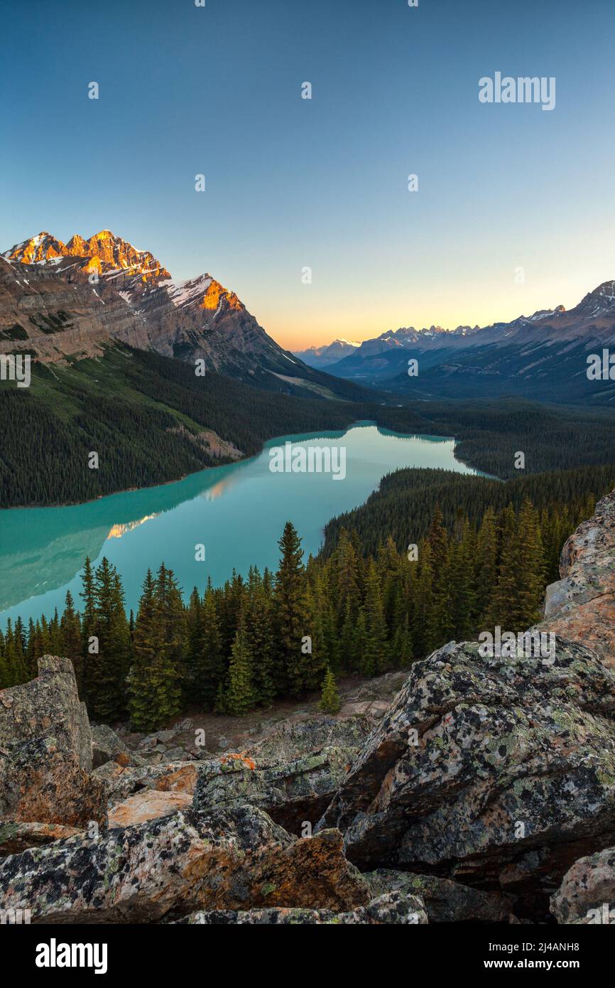 Peyto Lake in Banff National Park, Alberta, Canada at sunrise Stock ...