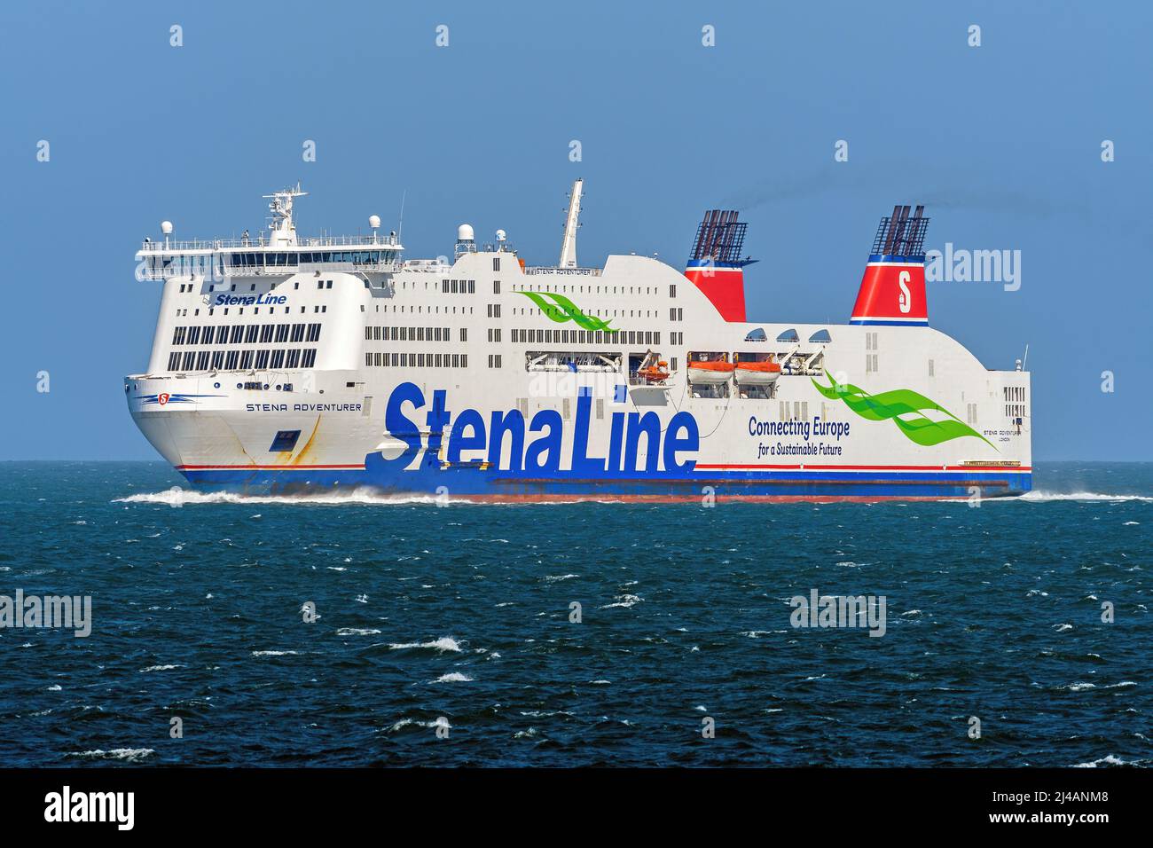 Stena Adventurer is a ferry operated by Stena Line on the Irish Sea between Dublin and Holyhead - August 2021. Stock Photo