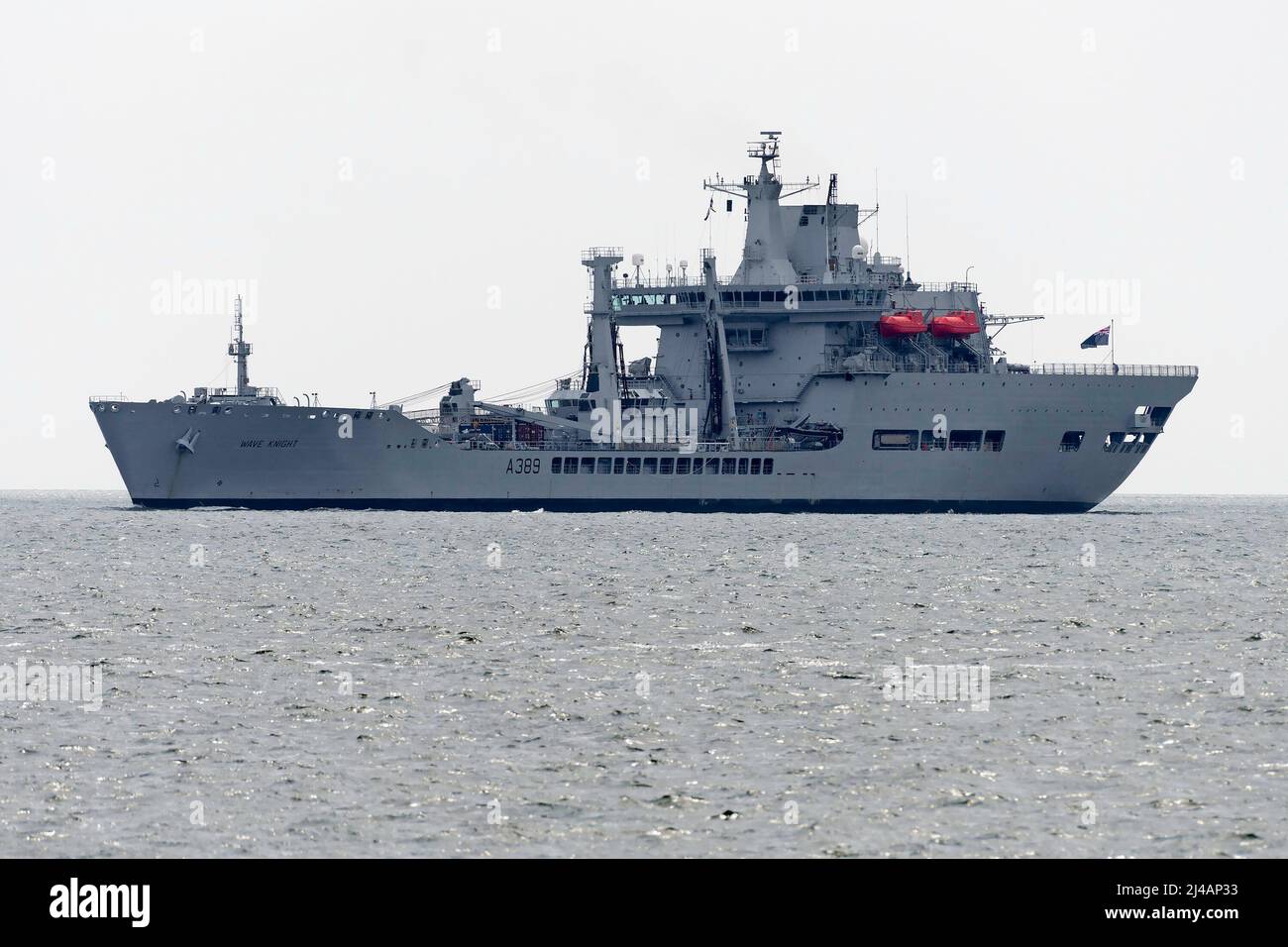 RFA Wave Knight (A389) is a Fleet Replenishment tanker operated by the Royal Fleet Auxiliary - May 2016. Stock Photo