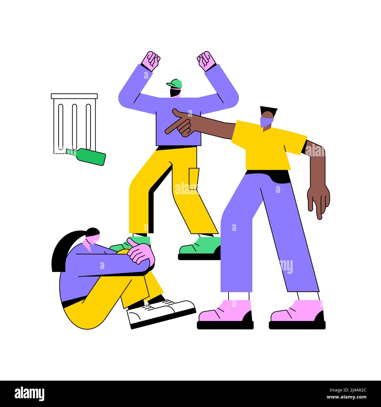 Hooliganism abstract concept vector illustration. Rowdy unlawful