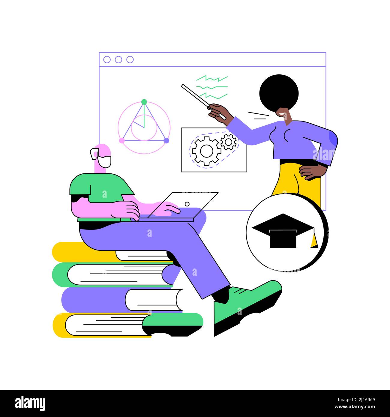 Online learning for seniors abstract concept vector illustration ...