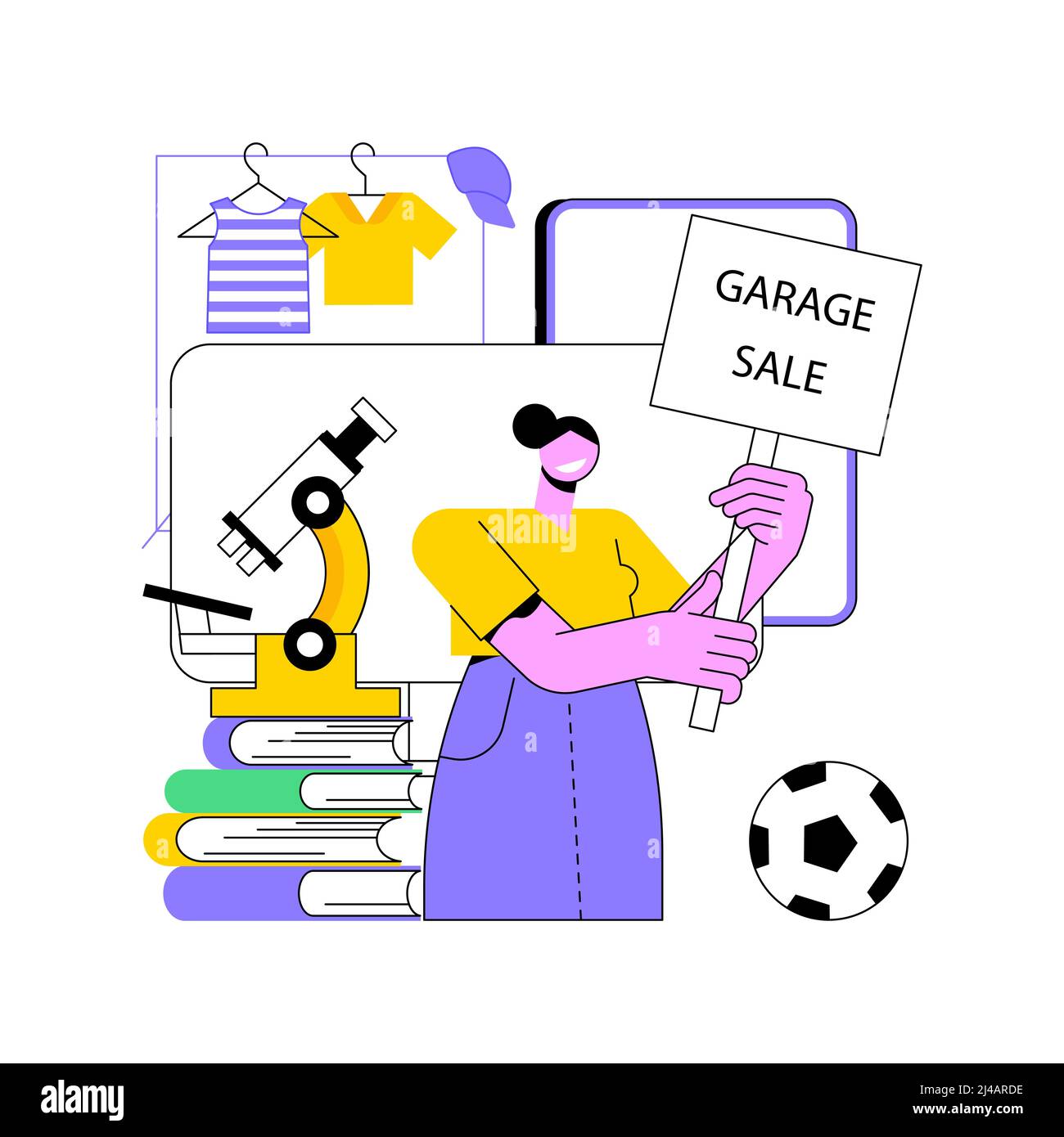 Garage Sale People Selling Second Hand Items Vector Stock Vector -  Illustration of disc, leisure: 158236137