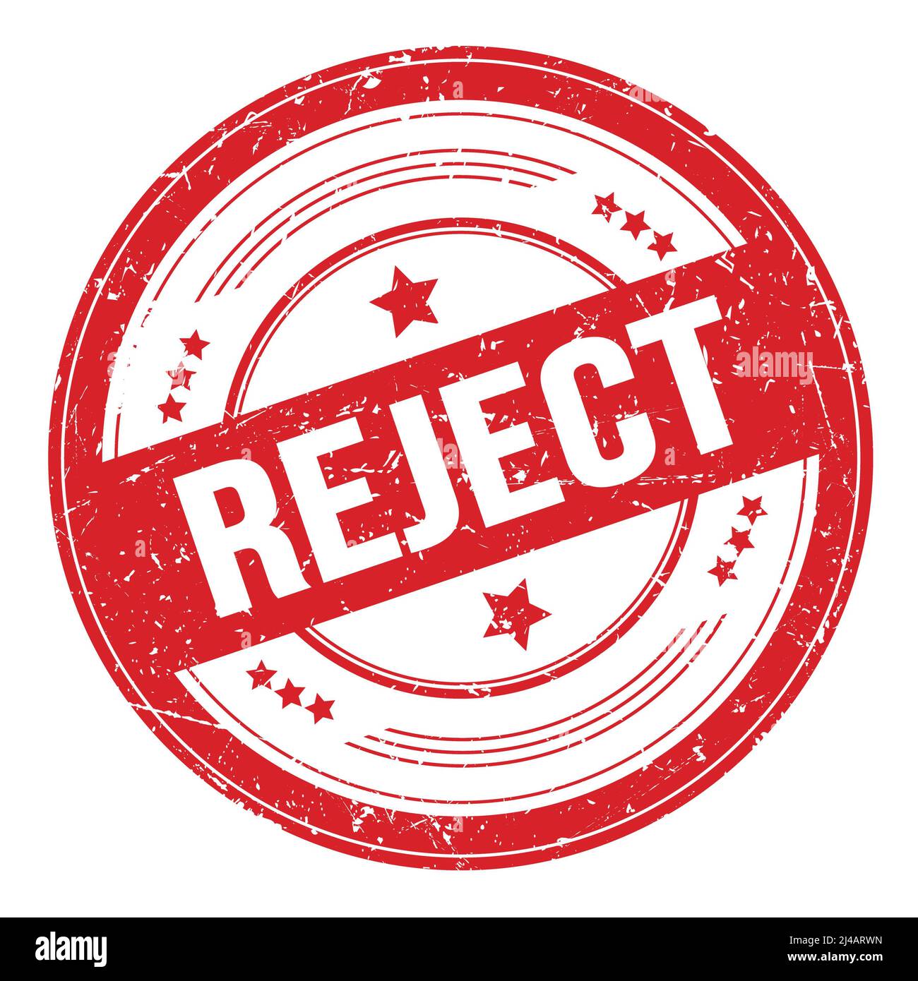 REJECT text on red round grungy texture stamp Stock Photo - Alamy
