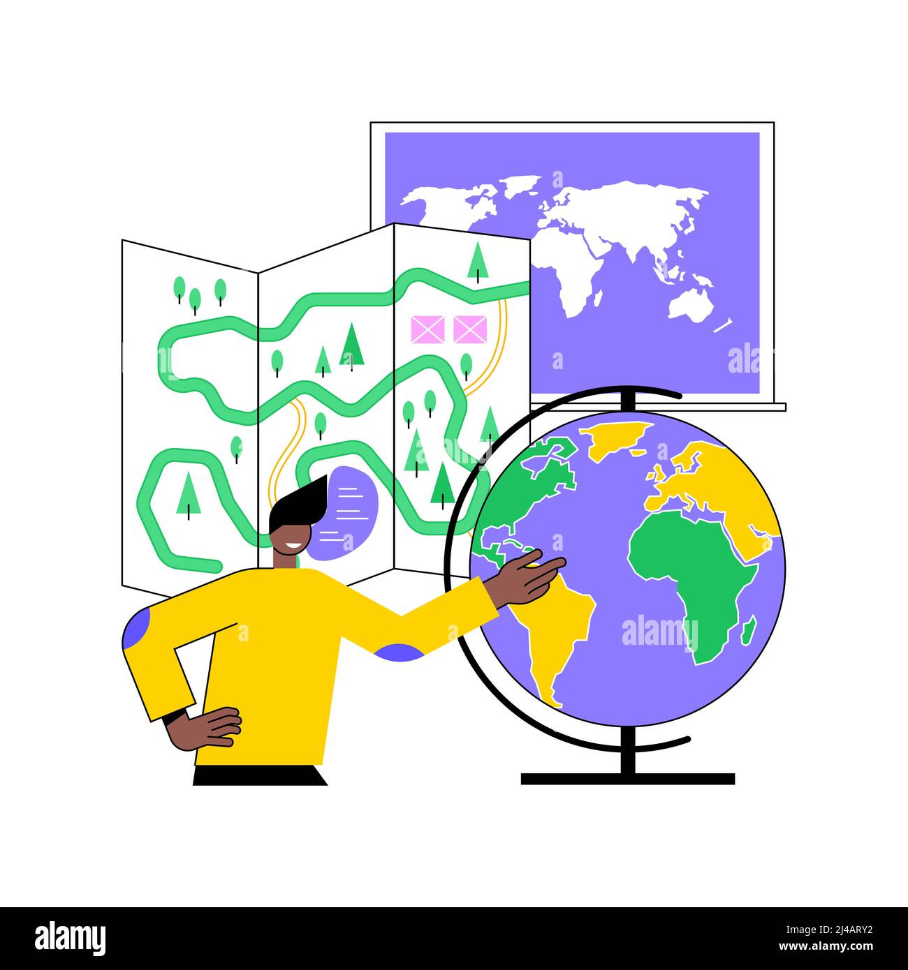 Geography abstract concept vector illustration. World geography, human