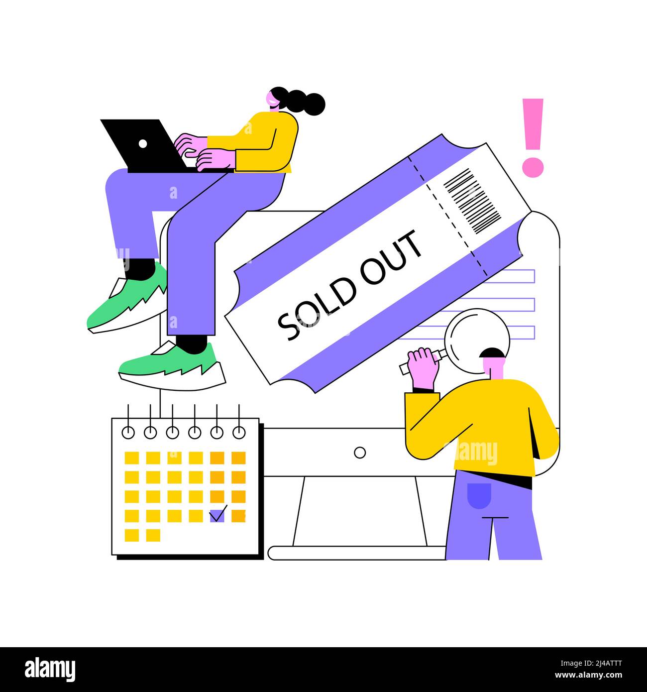 Sold-out event abstract concept vector illustration. We are sold-out, no tickets available, full venue, overbooking, premiere event, festival big success, popular show, tour gig abstract metaphor. Stock Vector