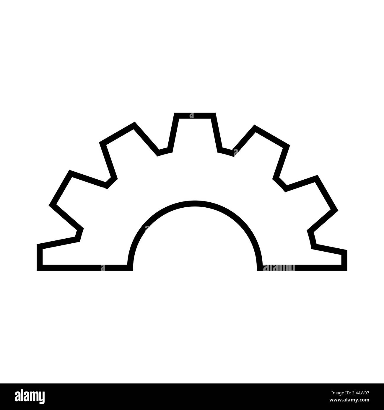 Gear line icon. Gear half Stock Vector