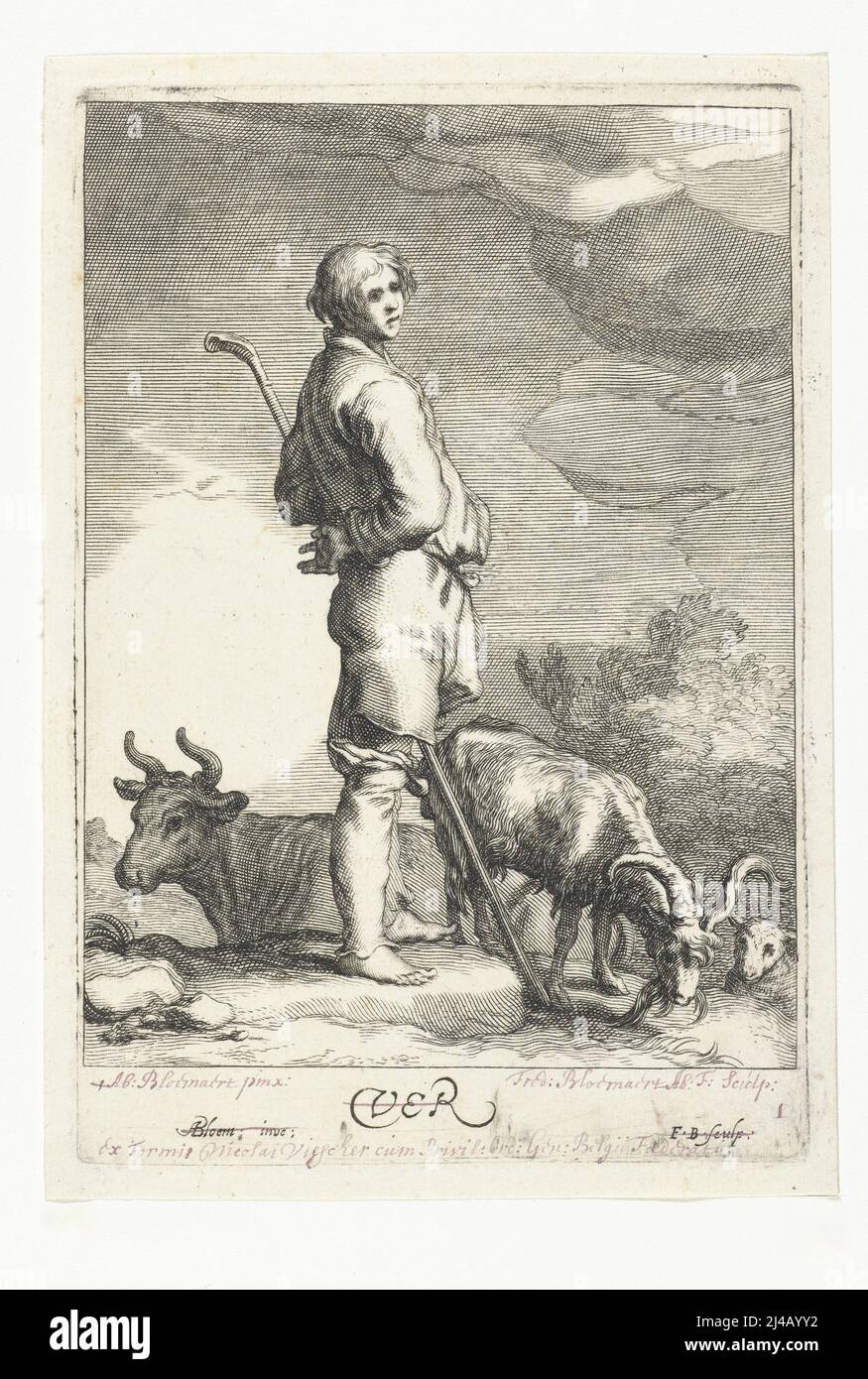 The Four Seasons: Spring Dutch engraving from the 17th century Stock Photo