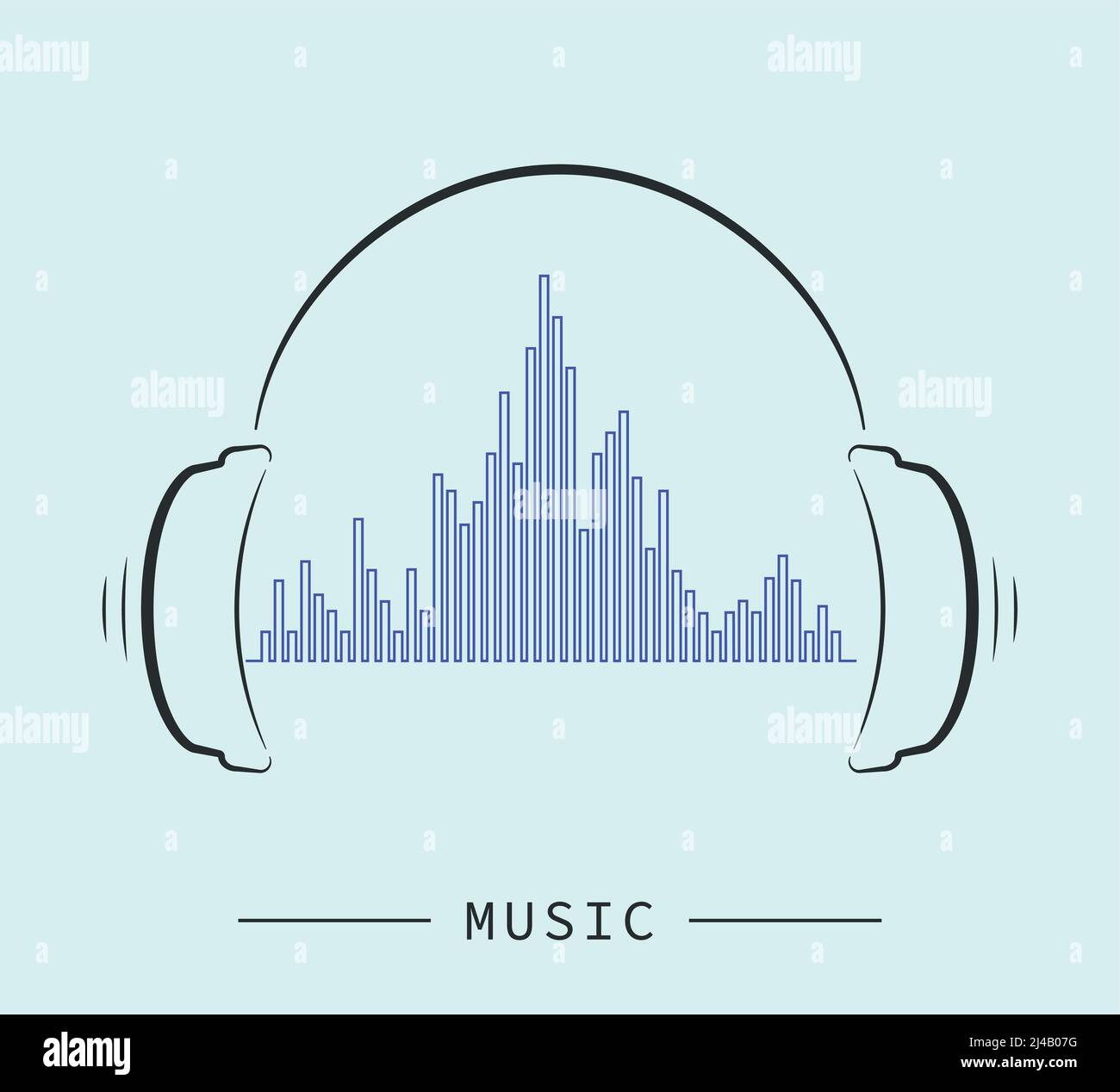 Headphones Icon With Sound Wave Beats Headphones Icon With Sound Wave Beats. Dj. Podcast, Music lover, Music Album Cover Stock Vector