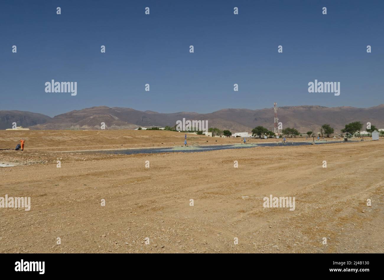 water treatment plant with aeration pumps southern Oman December Stock
