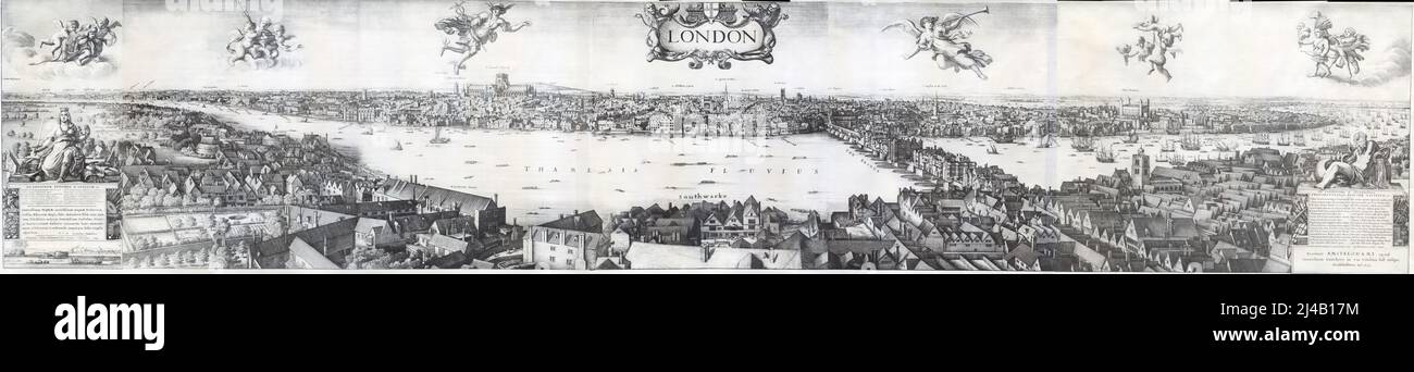 1647 Long view of London From Bankside - by Wenceslaus Hollar Stock Photo